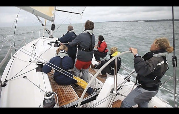 chinese gybe as the boat heels excessively to windward